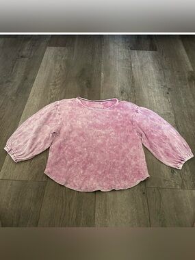 Anthropologie Pilcro Oversized Boho Balloon Sleeve Waffle Knit Blouse Size XS